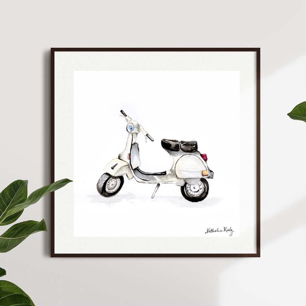 Print of ORIGINAL Watercolour Painting - Vespa